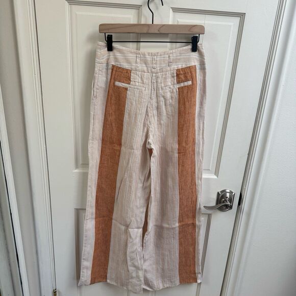 ett: twa Anthropologie Striped Linen Wide Leg Pants Size 4 - Picture 5 of 7